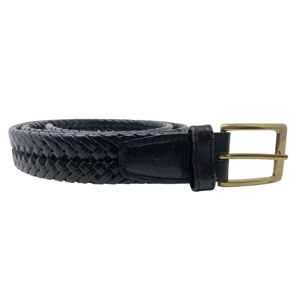 Dockers Mens Black Bonded Leather Woven Belt Size 38 Classic Business Career